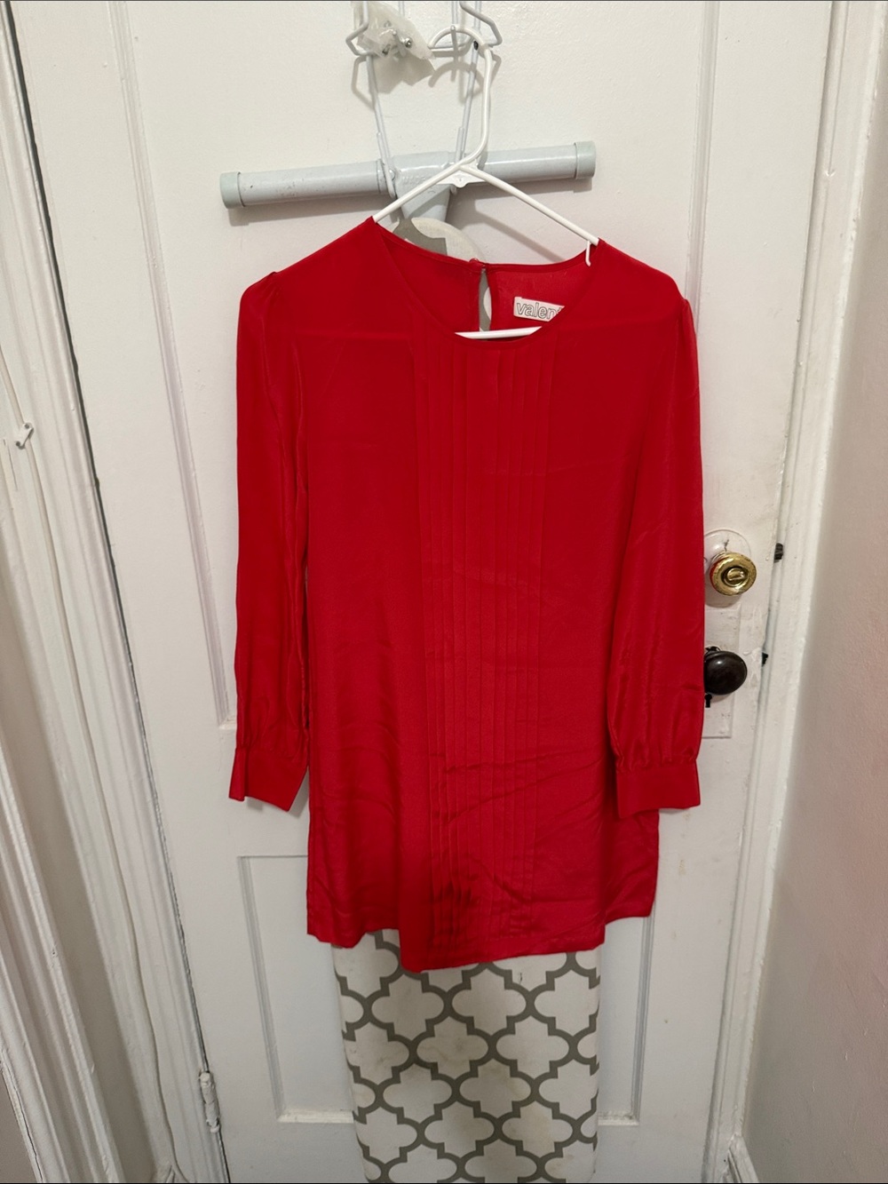 Charming Red Women’s Mini Dress- Pintuck Front